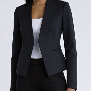 Theory Textured Animal Print Embossed Black Open Front Blazer